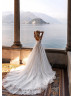 Square Neck Beaded Ivory Lace Satin Royal Wedding Dress